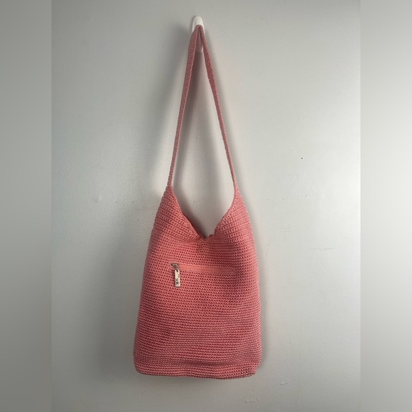 The Sak y2k Pink crochet bag shoulder bag fisherman boho beach knit - Picture 2 of 15